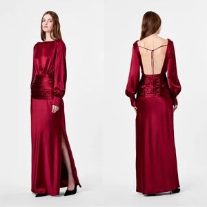 NICHOLAS Samina Ruched Satin Gown Plum